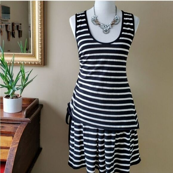 Crosby Derek Lam 10 Striped Sleeveless Ruched Dress, Large - Picture 2 of 8